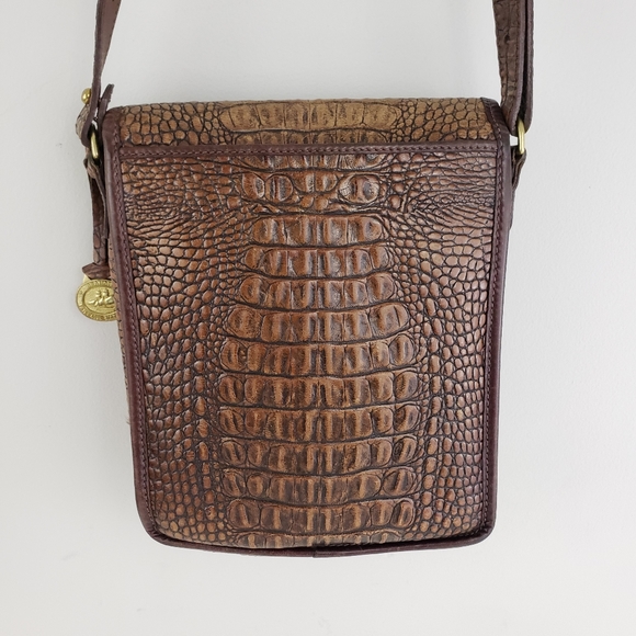 Brahmin Cognac Croc Embossed Leather Crossbody - Picture 13 of 14